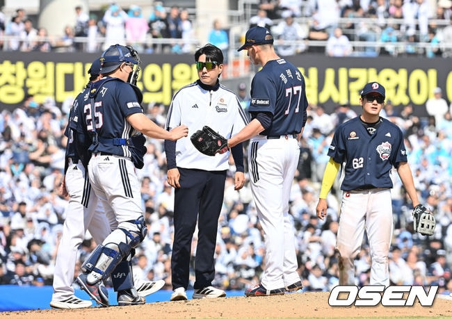 볼넷-볼넷-사구-볼넷-볼넷-볼넷 충격이다...고개 숙인 KBO 역수출 신화, 개막전 5회도 못 버티고 강판 [오!쎈 창원]