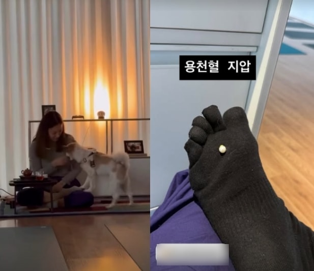 이효리, 이렇게 소탈했나..발가락양말 신고 용천혈 지압 “비싼 옷도 좋은 직업도 아무 소용 없어”