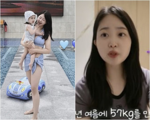 '90kg→52kg' 김다예, 38kg 감량하더니 비키니 자신감..딸과 첫 수영