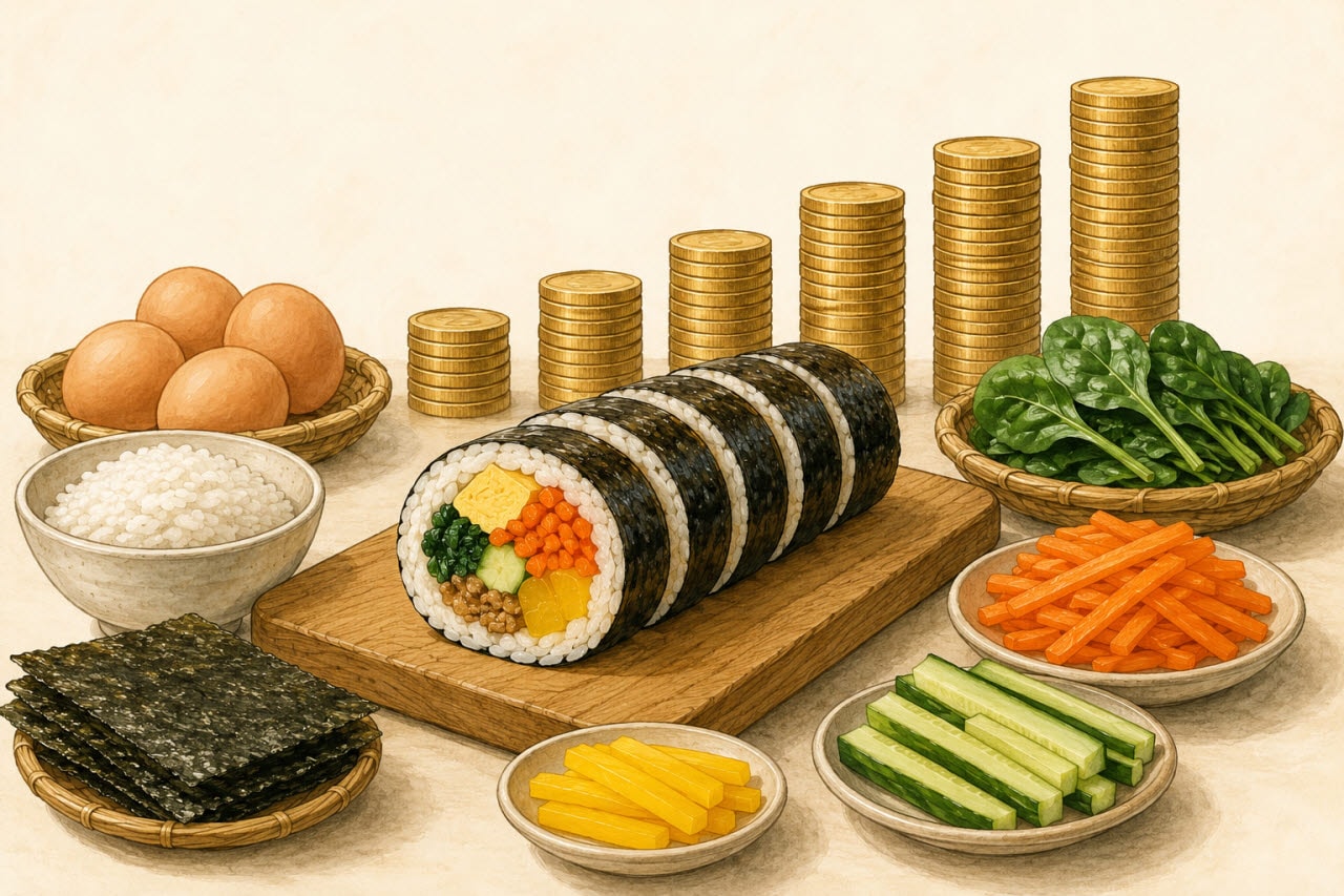 쌀·계란값 뛰자 김밥 한 줄 4000원 코앞…5년 새 40% 올랐다