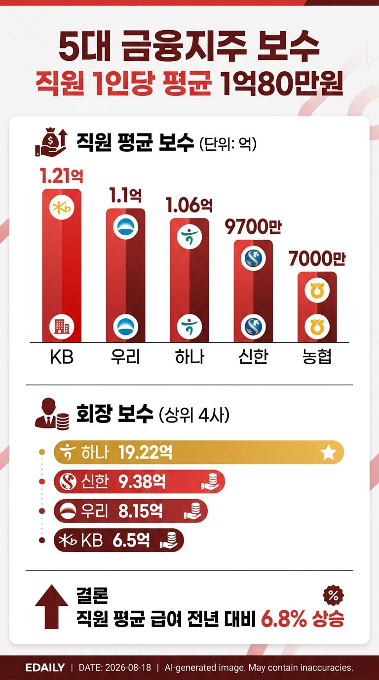 “월급이 2000만원?”…역대급 실적에 금융지주 급여도 ‘껑충’