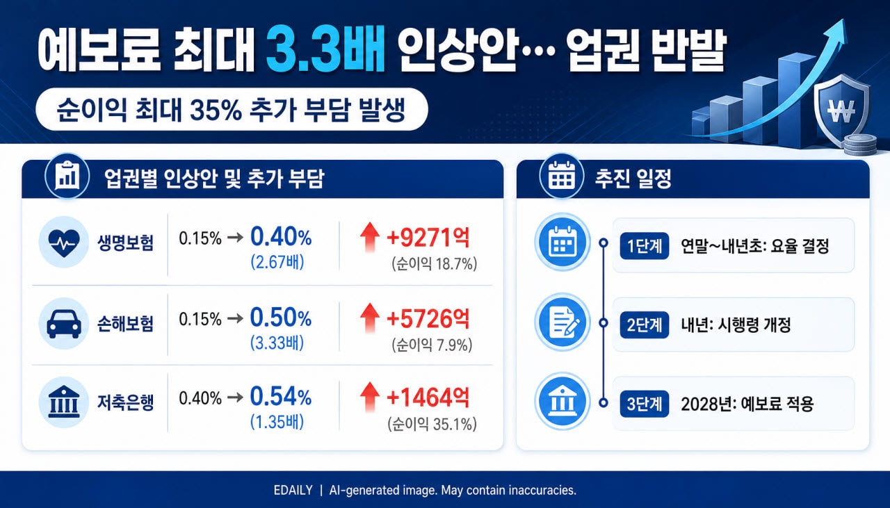 예보료 최대 3.3배 인상안에 보험·저축銀 반발…요율 확정 내년 넘기나