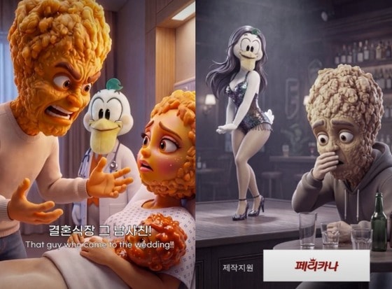 후라이드 부부 사이 양념치킨 아이?…페리카나 AI 광고 논란 사과